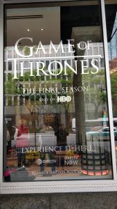 Game of Thrones pop up shop at HBO store on Michigan avenue.